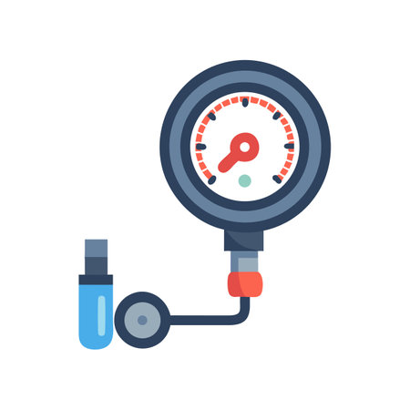 Pressure gauge icon measuring tool on black backgroundのイラスト素材