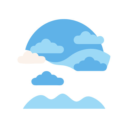 Minimalist Sky and Clouds Illustration on Black Backgroundのイラスト素材