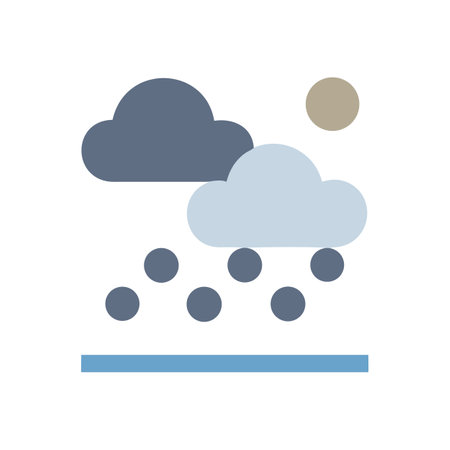 Hailstorm Weather Icon with Clouds, Hail, Moon and Waterのイラスト素材