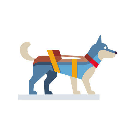 Geometric Style Husky Dog Ready to Pull Sledのイラスト素材