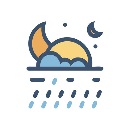 Night Rain Icon with Moon and Clouds Symbolのイラスト素材