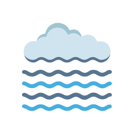 Cartoon waves and cloud vector illustration on blackのイラスト素材