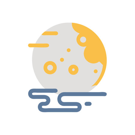 Abstract Illustration: Full Moon Rising Over Waterのイラスト素材