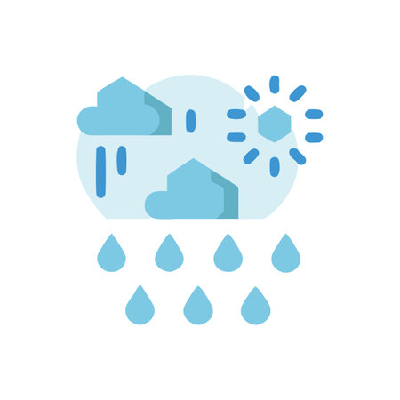 Weather Icon: Clouds, Rain, Hail and Sun Illustrationのイラスト素材