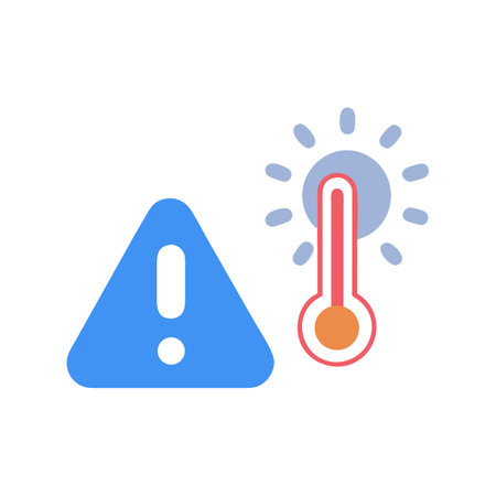 Heat warning icon. Hot weather alert symbol vectorのイラスト素材