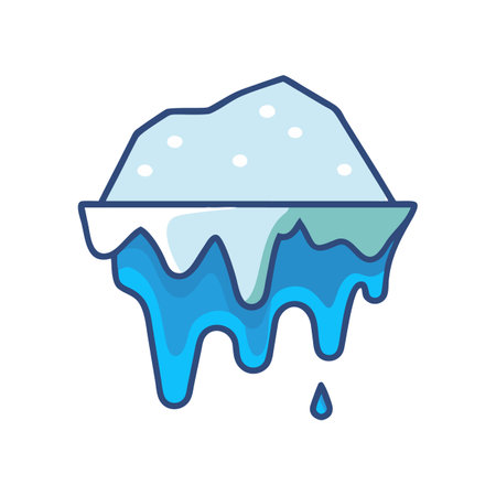 Melting iceberg illustration against black background with climate themeのイラスト素材