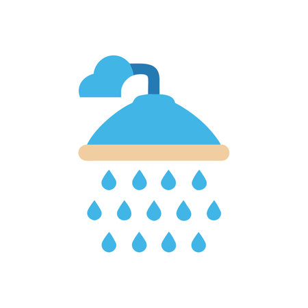 Shower Head with Water Drops on Black Backgroundのイラスト素材