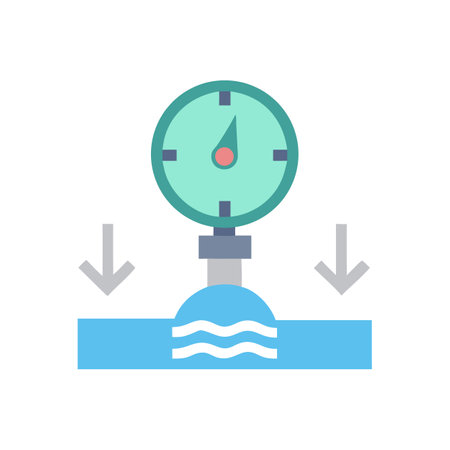 Flow Meter with Pipe and Arrows Illustrationのイラスト素材