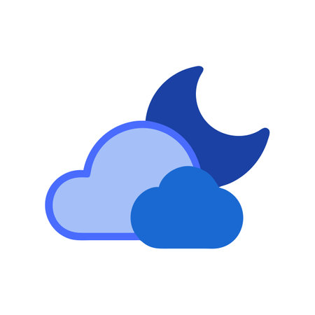 Night with Clouds and Moon Vector Graphic Designのイラスト素材