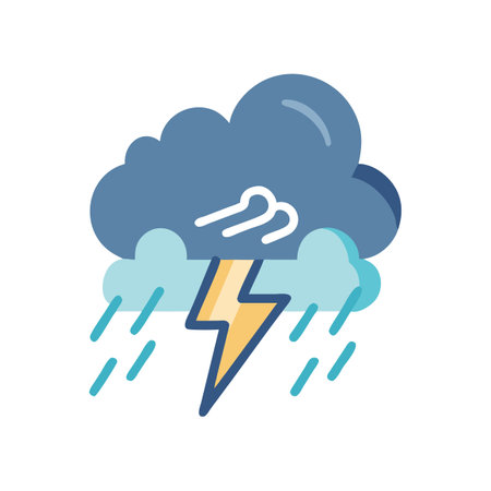 Stormy Weather Icon: Rain, Lightning, and Clouds Illustrationのイラスト素材