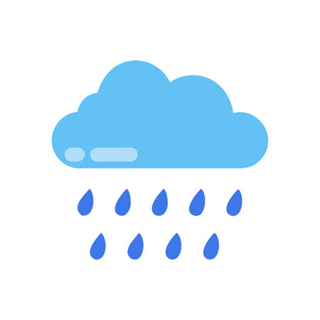 Blue Cloud with Rain, Weather Icon, on Black Backgroundのイラスト素材