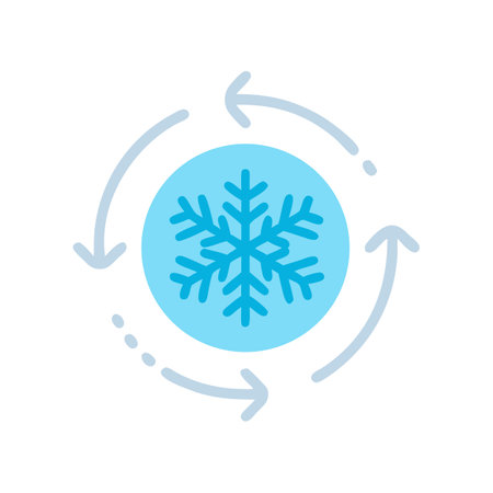 Snowflake icon, cooling, recycling, refresh, winter, technology conceptのイラスト素材