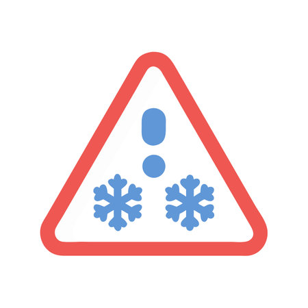 Warning sign with snow, ice, and slippery conditionsのイラスト素材