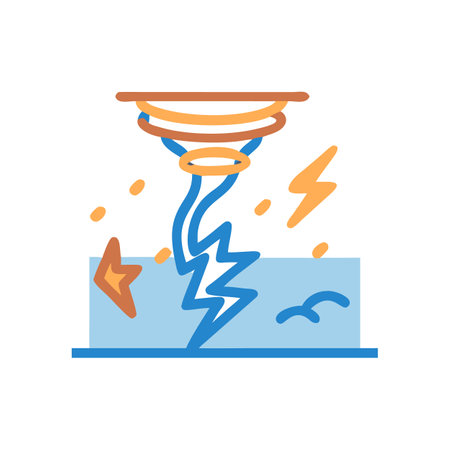 Tornado and Lightning Strike Illustration on Black Backgroundのイラスト素材