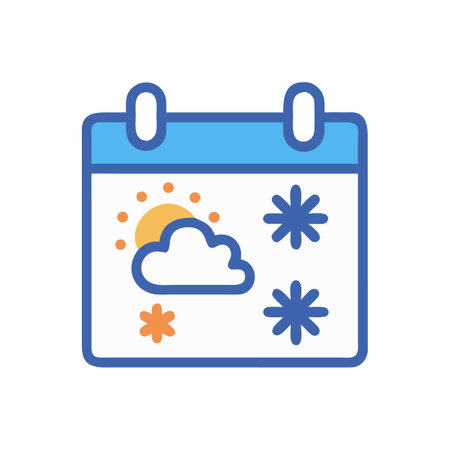 Winter Weather Forecast Calendar Page Icon Illustrationのイラスト素材