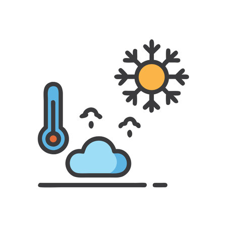 Winter Weather Forecast Flat Icon with Cloud and Thermometerのイラスト素材