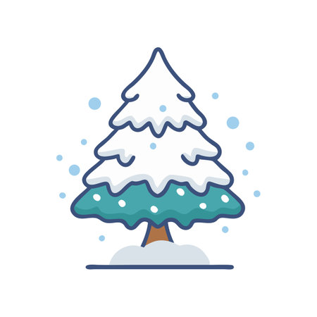 Cute Cartoon Christmas Tree with Snow Vector Illustrationのイラスト素材