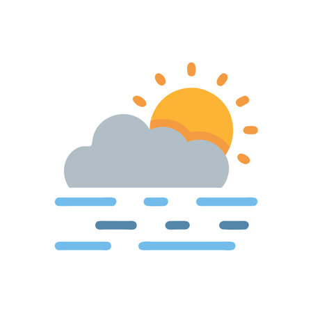 Stylized Sun, Cloud, and Ocean on Black Backgroundのイラスト素材