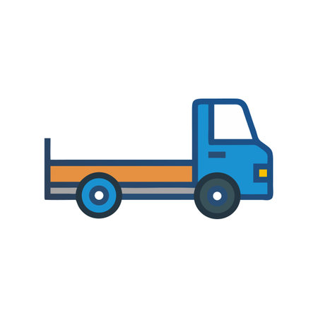 Cartoon Blue Truck Illustration Isolated on Black Backgroundのイラスト素材