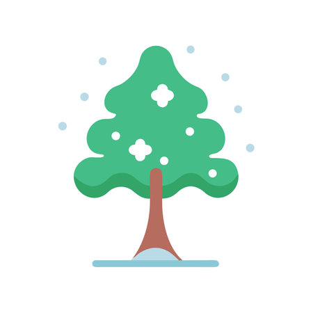 Winter Tree in Snow, Simple Flat Style Graphicのイラスト素材