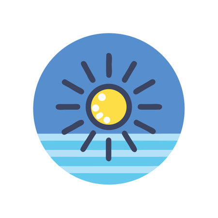 Sun and sea icon, summer, holiday, vacation timeのイラスト素材