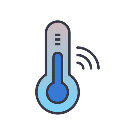 Smart thermometer with wireless connection. Digital temperature measurementのイラスト素材