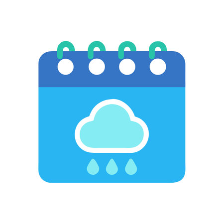 Rainy weather day on calendar appointment flat iconのイラスト素材