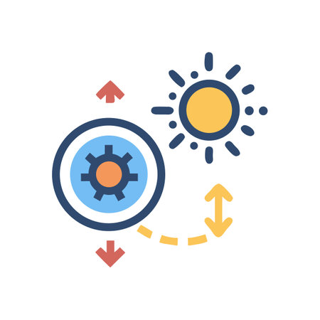 Sun and gear icon. Flat color design. Vector Illustration.のイラスト素材