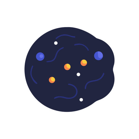 Abstract Dark Blue Molecule on Black Background Graphic