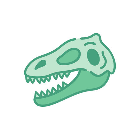 Cartoon Dinosaur Skull on Black Background Illustrationのイラスト素材