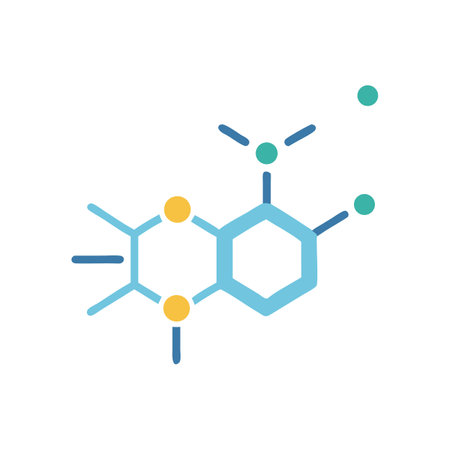 Vibrant Molecular Structure Illustration on Black Background, Science Conceptのイラスト素材