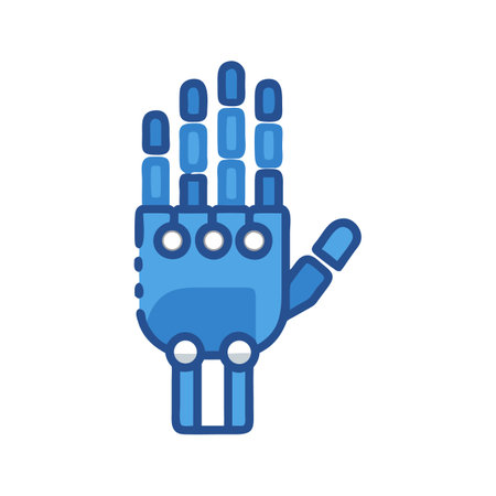 Blue Robotic Hand Illustration on Black Backgroundのイラスト素材