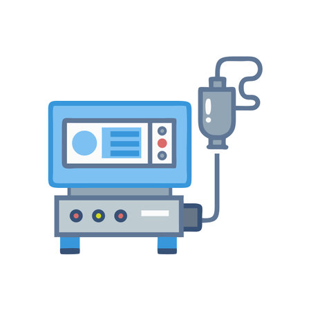 Modern medical ventilator and IV drip vector illustrationのイラスト素材