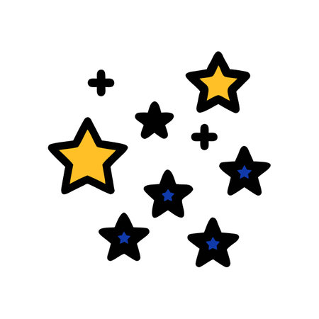 Stars in the night sky, cartoon illustrationのイラスト素材