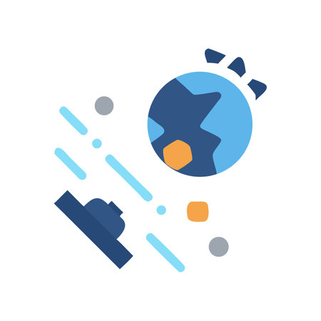 Space technology monitors asteroid impact on Earth illustrationのイラスト素材