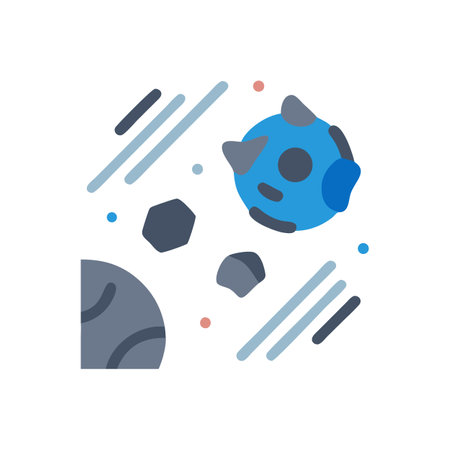 Planets and space debris in simplified vector formatのイラスト素材