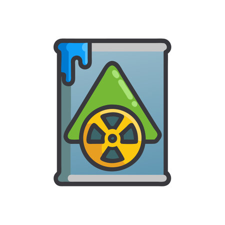 Radioactive waste barrel icon with a leak illustrationのイラスト素材