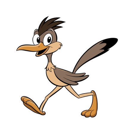 Cartoon Roadrunner Bird Running Cartoon Character Illustrationのイラスト素材