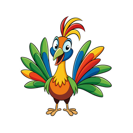 Cartoon colorful bird illustration isolated on white backgroundのイラスト素材