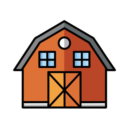 Isolated cartoon barn with doors and window illustrationのイラスト素材