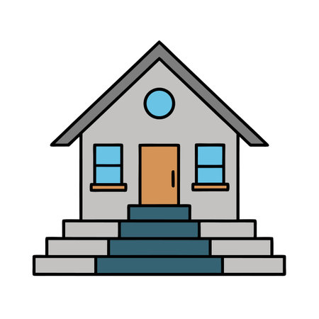 Simple Home Illustration with Steps and Neutral Colorsのイラスト素材