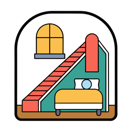 Colorful Playhouse Vector Illustration with Slide and Bedのイラスト素材