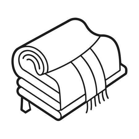 Stacked blankets illustration, simple black and white line artのイラスト素材