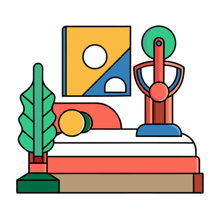 Abstract Composition with Geometric Shapes and Bold Outlinesのイラスト素材