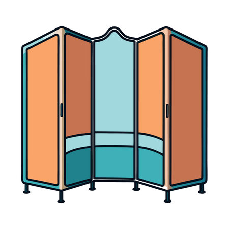 Folding Screen Illustration, Teal and Orange, Interior Designのイラスト素材