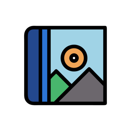 Image icon with mountains and sun illustration design