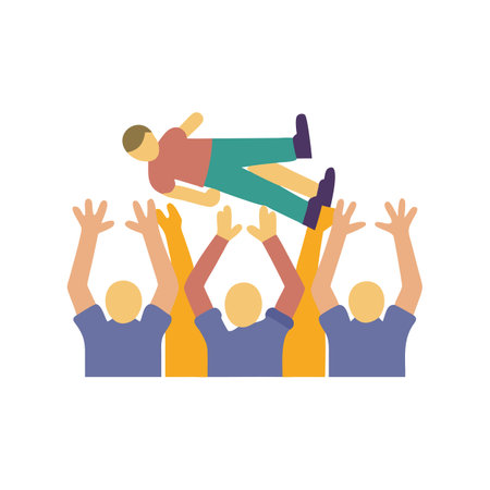 Crowd Surfing Celebration: Joyful Group Dynamics with Figureのイラスト素材