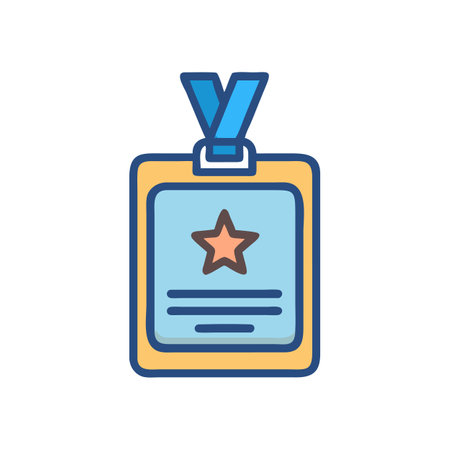 Employee of the Month Badge with Ribbon Iconのイラスト素材