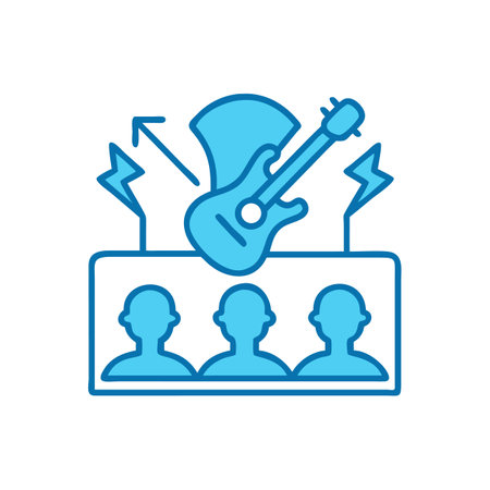 Guitar party vector concept icon. Guitar party flat illustration, sign, symbolのイラスト素材