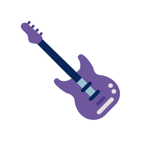 Purple electric guitar vector illustration on black backgroundのイラスト素材